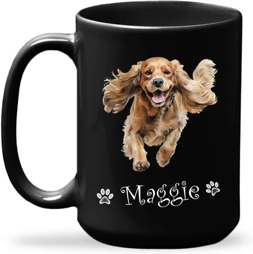 Miniatura 11 de Taza de viaje negra personalizada con nombre a elegir de 11 onzas, 15 onzas, taza de cerámica personalizada para perros Chihuahua, regalo