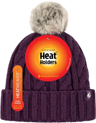Miniatura 3 de Gorros térmicos de punto grueso para mujer con pompones