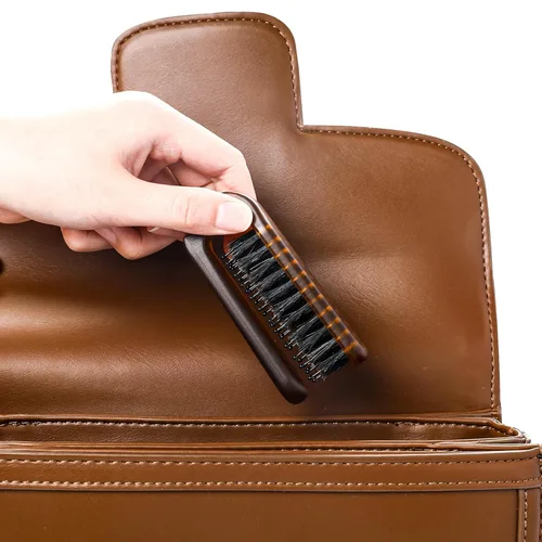 Miniatura 5 de Paquete de 2 cepillos plegables para el cabello, cepillo de tamaño de viaje con cerdas naturales de jabalí y pasadores de nailon, cepillo pequeño