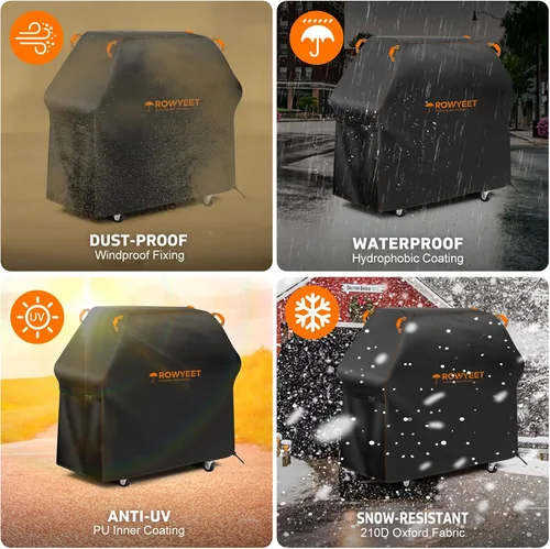 Miniatura 6 de Cubierta de parrilla para parrilla al aire libre, ajuste universal Oxford impermeable para exteriores, cubierta de gas anti-UV con dobladillo