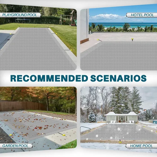 Miniatura 6 de Coarbor Cubierta de seguridad para piscina de invierno de 8 x 8 pies, rectangular, de malla, duradera, cubierta de seguridad para piscina enterrada