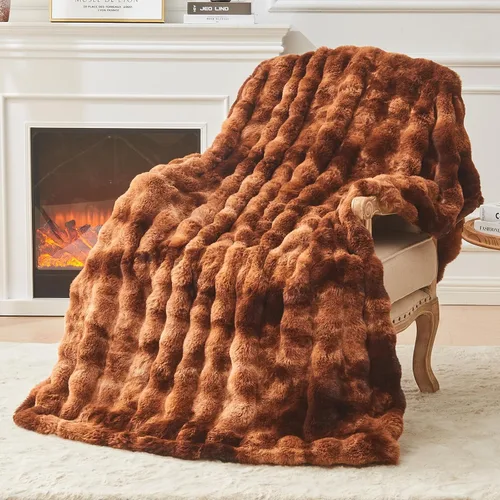 Miniatura 10 de EMME Manta de Forro Polar Sherpa Suave Reversible de Felpa Esponjosa Grande, Manta Bohemia Decorativa Cálida y Ligera para Sofá, Sillón, Dormitorio