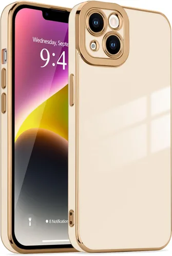 Miniatura 121 de Lafunda Diseñada para iPhone 13 Pro, fundas lujosas con chapado lindo para mujeres y niñas, elegante borde dorado, a prueba de golpes, TPU con funda