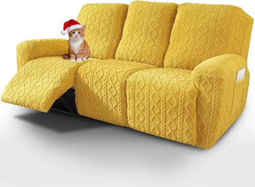 Miniatura 17 de vctops Verde Navideño 4 Piezas Fundas para Sillón Reclinable de Felpa Jacquard Geométrica Suaves Peludas Mullidas Funda para Sofá y Sillón