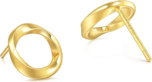 Miniatura 5 de CHOW SANG SANG Essence 999 - Aretes de aro de oro de 24 quilates con tiras Mobius para mujer 93863E