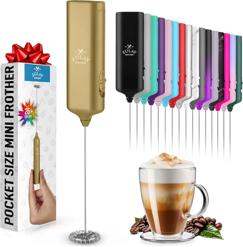 Miniatura 39 de Varita de espumador de leche mini y potente – Potente espumador de café de mano, mezclador de bebidas operado con batería – Tamaño de bolsillo Azul