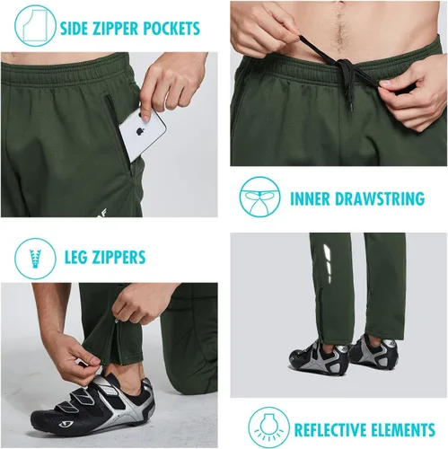 Miniatura 24 de baleaf Pantalones de forro polar para hombre, pantalones de ciclismo de invierno, ropa de bicicleta de montaña, equipo térmico para correr en clima