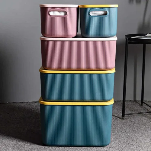 Miniatura 7 de Garneck 1 caja de almacenamiento de plástico con tapa, elegante organizador para ropa, cosméticos y decoración del hogar más versátil y opción