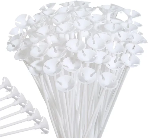 Miniatura 10 de PP OPOUNT 320 piezas de varillas para globos, varillas de globos de plástico de 12.6 pulgadas, soportes para globos para aniversario, boda, Blanco