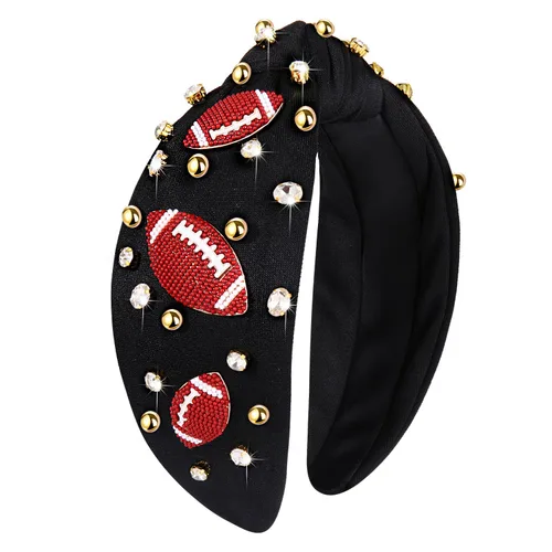 Miniatura 15 de Diadema de fútbol para mujer, accesorios de fútbol con cuentas de diamantes de imitación, diadema anudada con cristales adornados para el día