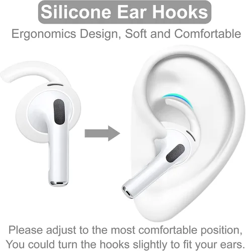 Miniatura 5 de Kit de 4 pares antideslizantes compatibles con AirPods de 3ª generación, ganchos deportivos de silicona para las orejas y rotación de 360°, longitud