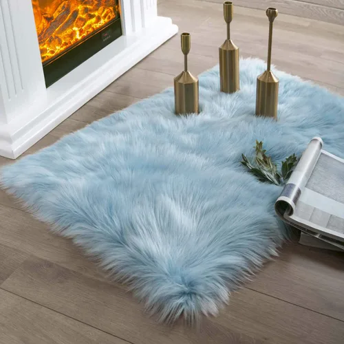 Miniatura 105 de Ashler Home Deco - Tapete de pelo sintético de oveja, mullido, suave, de 2 x 3 pies, lavable a máquina, dormitorio, habitación de los niños, sala