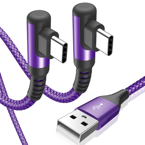 Miniatura 8 de sweguard Cable de carga USB tipo C en ángulo recto [2 unidades, 20 pies] 3.1A cable trenzado de nailon para iPhone 17, 16, 15 Pro Max Plus, iPhone