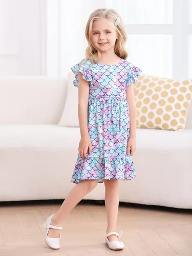 Miniatura 3 de Yousie Vestido de verano para niña pequeña, con volantes, lazo en la espalda, espalda descubierta, vestido de verano para fiesta