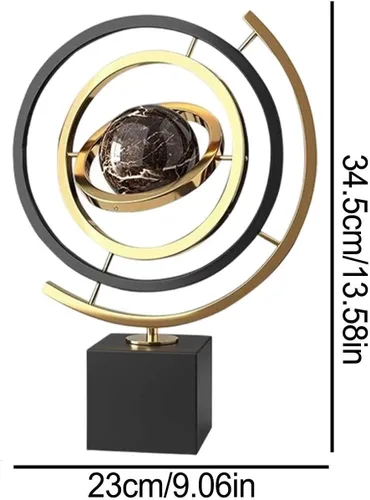 Miniatura 7 de Globo giratorio para escritorio – Hierro 13.6 x 9.1 in Escultura de globo de metal de arte abstracto moderno Adorno decorativo de mapa del mundo