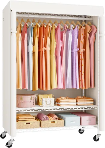 Miniatura 13 de ULIFHOME P6C Plus - Perchero Rodante con Cubierta, Perchero Cubierto Resistente, Armario Portátil para Colgar Ropa, Perchero con Ruedas, Perchero