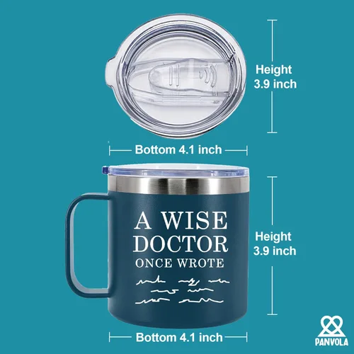 Miniatura 5 de A Wise Doctor Once Wrote Taza de café aislada de 14 onzas con asa y tapa, regalos para médico, estudiante de medicina, médico, médico, médico, Azul