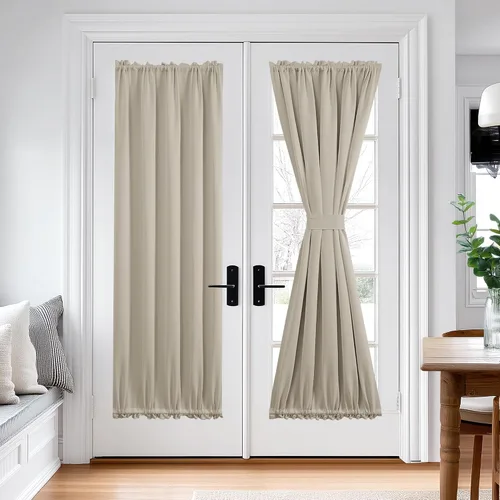 Miniatura 78 de Cortina térmica para puerta con bolsillo para barra, opacas, tratamiento de ventanas con ojales y ojales Deconovo 1 panel