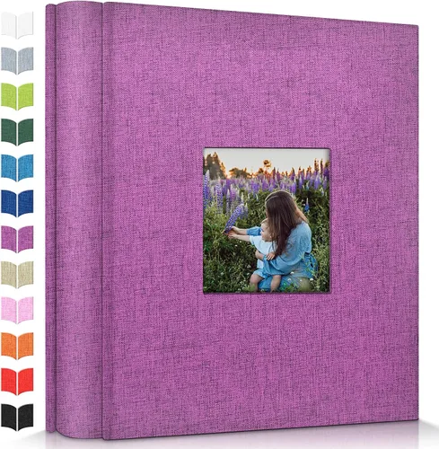Miniatura 52 de Álbum de fotos Artfeel 4x6 con 300 bolsillos, álbumes de fotos deslizables, libro de memorias con cubierta de lino y ventana frontal, libro de fotos