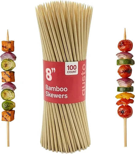 Miniatura 10 de GUSTO [25,4 cm - 100 unidades] Brochetas de bambú para shish kabob, parrilla, frutas, aperitivos y cócteles (anteriormente paquete Comfy)