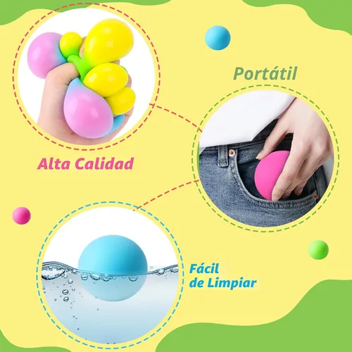 Miniatura 5 de Paquete de 4 pelotas antiestrés para adultos y niños, juguetes para apretar que cambian de color, juguetes sensoriales para niños con autismo