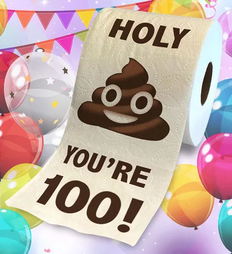 Miniatura 2 de Papel higiénico impreso TP para regalo de cumpleaños número 100 – Holy You're 100 Bday Party Funny Birthday Gag Gift Joke papel higiénico, novedad