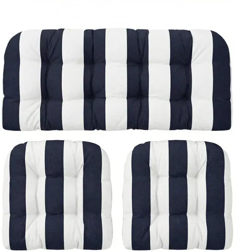 Miniatura 45 de RSH DECOR: Sunbrella 3-Piece Tufted Wicker Cushion Set 44" x 22" & 22" x 22" Outdoor Loveseat & U-Shaped Seat Cushions Crafted with