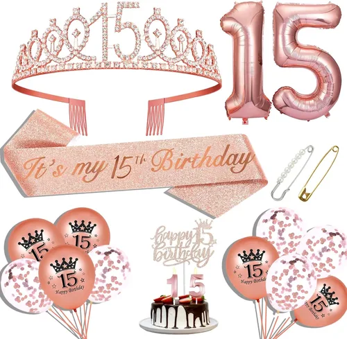 Miniatura 10 de Decoraciones de cumpleaños 90 para mujer, banda de cumpleaños 90, corona de cumpleaños 90, adorno para pastel de cumpleaños 90, globos, juego