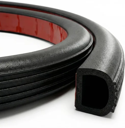 Miniatura 8 de Pangda Tira de sellado de 4 m en forma de D de goma para clima, espuma autoadhesiva, tira de sello de EPDM para reducción de ruido, impermeable y a