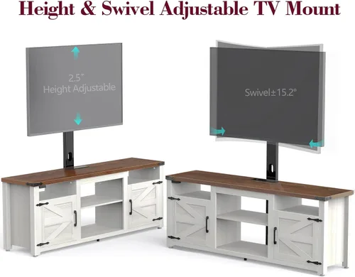 Miniatura 5 de ROCHECASA Soporte de TV de granja con soporte y estación de carga, luces LED de 55 pulgadas, centro de entretenimiento con montaje giratorio