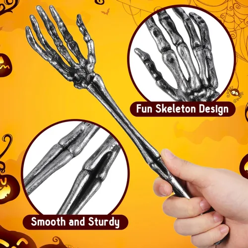 Miniatura 9 de DECHOUS 2 cucharas de ensalada de mano de esqueleto, cuchara de ensalada de plástico con garra de calavera de Halloween para servir vajilla