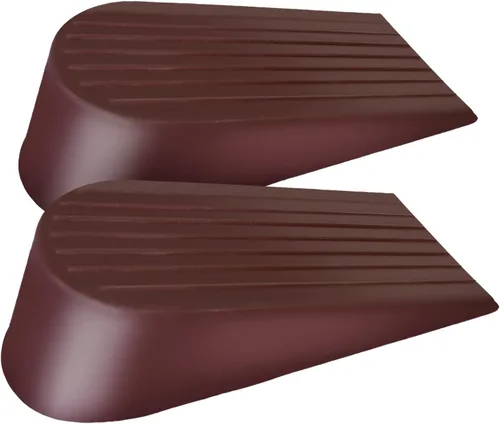Topes de puerta de goma extra grandes, cuña de tope de puerta, soporte de puerta flexible jumbo resistente, paquete de 2 unidades, color marrón, no