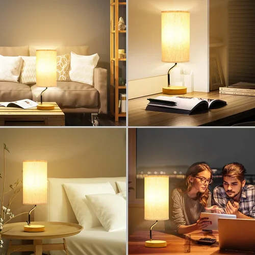 Miniatura 5 de Juego de 2 lámparas inteligentes de mesita de noche con cargador inalámbrico y puerto USB, lámpara LED de escritorio con control táctil