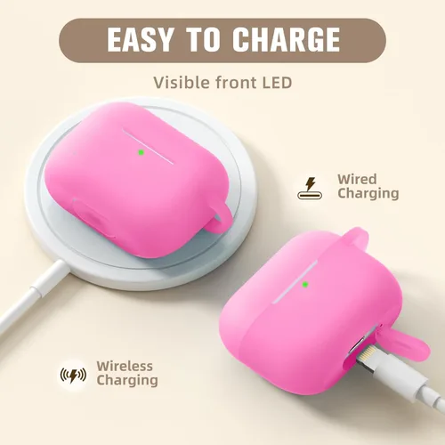 Miniatura 6 de Funda de silicona con iluminación nocturna para AirPods Pro, Hamile con llavero para Apple Airpod Pro 1ª/2ª generación 2019 2022, para mujeres