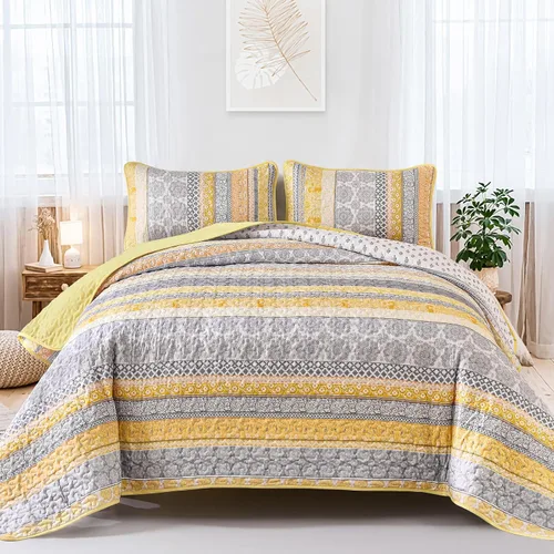 Miniatura 11 de WONGS BEDDING Juego de Edredón Boho Tamaño Full, Juego de Edredones Bohemios Grises de 3 Piezas, Juego de Ropa de Cama Cubrecama de Microfibra