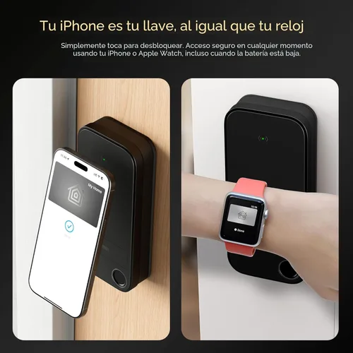 Miniatura 2 de ThorBolt X1 Cerradura de llave Apple Home, solo para iOS, cerradura de puerta inteligente sin llave HomeKit con huella digital, cerradura de cerrojo