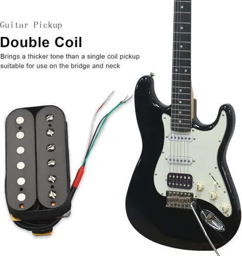 Miniatura 2 de SAPHUE Pastillas Humbucker para guitarra eléctrica de doble bobina para guitarra puente y pastillas para el cuello (negro)