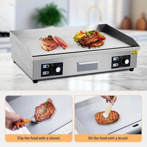 Miniatura 5 de Plancha eléctrica comercial de 29 pulgadas, parrilla eléctrica de 3000 W, parrilla eléctrica de encimera de acero inoxidable con orificio de goteo