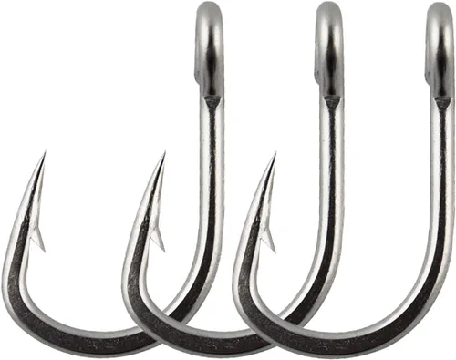 Ganchos de pesca de agua salada, acero inoxidable extra fuerte, ganchos circulares únicos para atún, marlin, Wahoo y más, tamaño 2/0-12/0