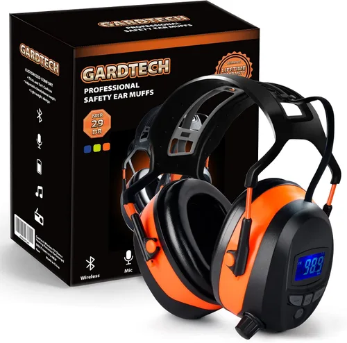Miniatura 9 de Gardtech Protección auditiva con Bluetooth, orejeras de radio FM, NRR 29dB, auriculares de protección auditiva con cancelación de ruido con MP3