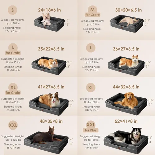 Miniatura 2 de EHEYCIGA - Cama ortopédica para perro grande, impermeable, de espuma viscoelástica y espuma tipo caja de huevos, bordes elevados, antideslizante