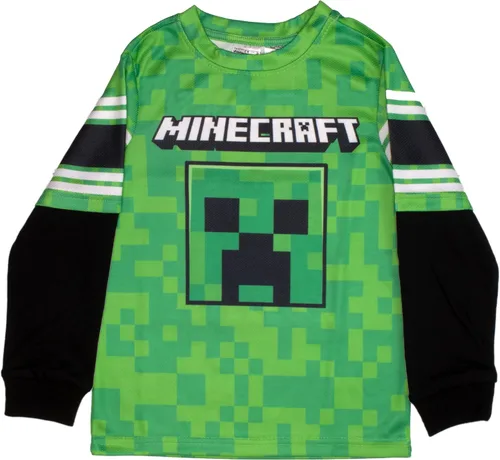 Miniatura 3 de Minecraft Juego de 2 piezas de videojuego, camiseta y pantalones de malla activa de manga larga para niños, paquete de 2