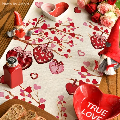 Miniatura 4 de Artoid Mode Camino de mesa de San Valentín con diseño de corazón a rayas, decoración de mesa de comedor para decoración de fiesta del hogar, 13 x 72