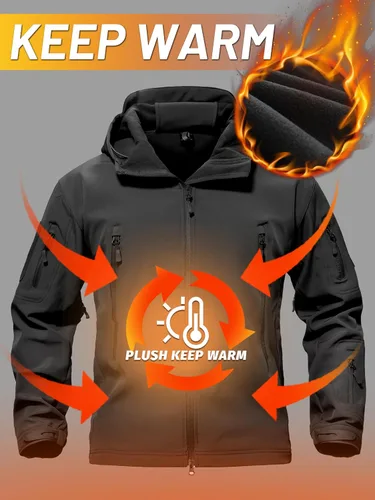 Miniatura 3 de TACVASEN Chaquetas de lluvia tácticas militares para hombre, de forro polar cálido, softshell, con capucha, snowboard