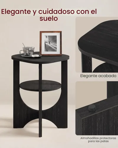 Miniatura 6 de VASAGLE Mesa auxiliar, mesa auxiliar pequeña de 2 niveles, mesita de noche con estante inferior para espacios pequeños, sala de estar, dormitorio