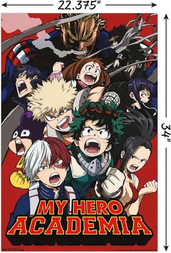 Miniatura 3 de My Hero Academia - Póster de pared Key Art 2, 22.37 x 34.00 pulgadas, paquete de póster y montaje