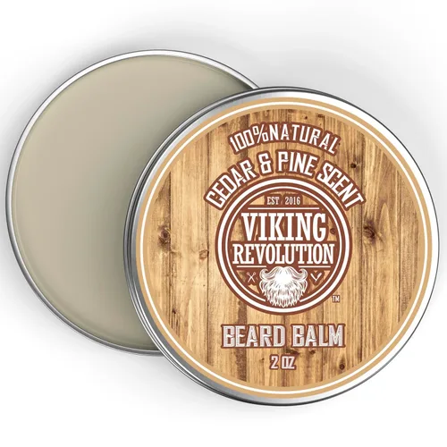 Miniatura 7 de Viking Revolution Bálsamo para barba de cedro y pino, mantequilla con aceite de argán, suavizante e hidratante para hombres, cera para barbas