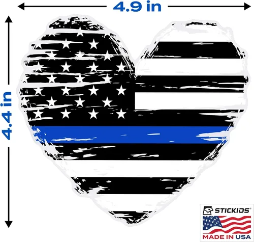Miniatura 7 de Stickios Calcomanía delgada de corazón de línea azul – Back the Blue – Calcomanía de policía con bandera estadounidense para automóvil, camión