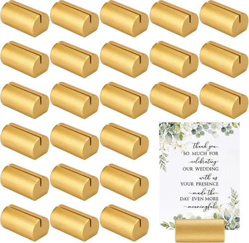 Ripeng 24 soportes dorados para números de mesa, soporte de madera para tarjetas de lugar, mini soporte de mesa para boda, Navidad, vacaciones,