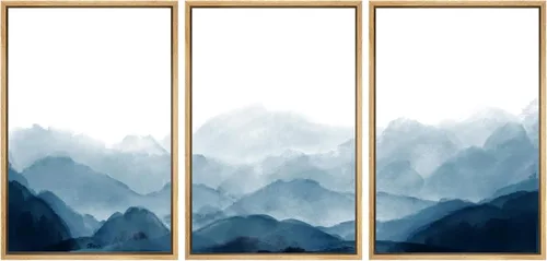 Miniatura 122 de SIGNWIN Lienzo enmarcado para pared, juego de arte tranquilo con reflejo de lago, acuarela, montaña y agua, ilustraciones modernas, arte abstracto